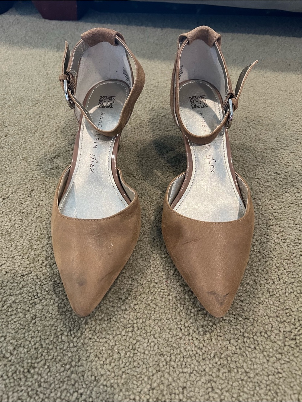 Anne Klein iFlex Taupe Ankle Strap D’Orsay Pointed Toe Heels Women’s Size 7.5